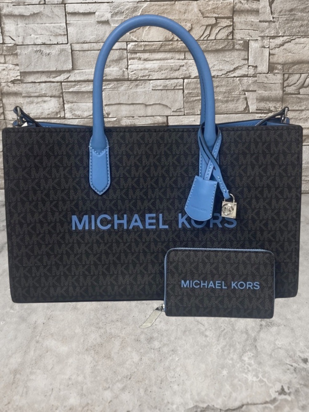 Michael Kors Scarlett Medium Satchel & Matching Wallet South Pacific Blue